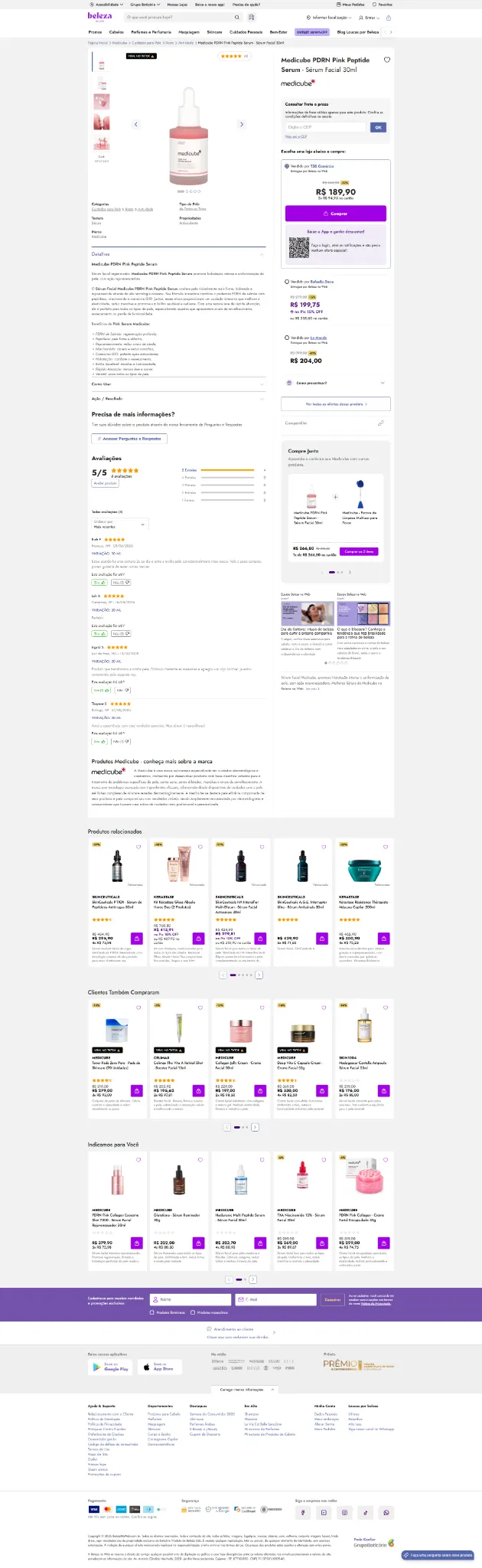 Página de produto da Beleza na Web
